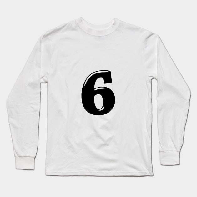 Number 6 in 3d text font style Long Sleeve T-Shirt by Spinkly